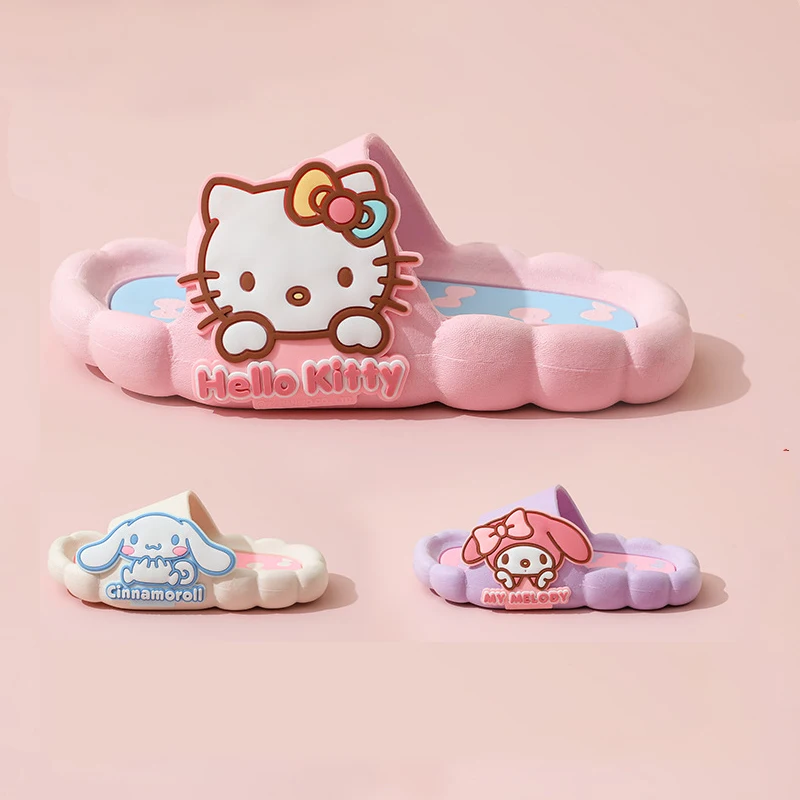 

Hello Kitty Slippers Kawaii My Melody Cinnamoroll Bath Sandals Anime Sanrioed Cartoon Pompompurin Summer Indoor House Wear Shoes