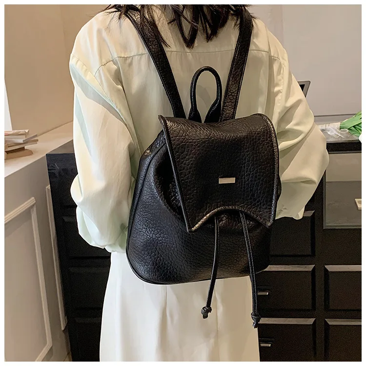 New Women Pu Leather Backpack For Teenage Girls Simple Style Lady Luxury Designer 4Colors Choose Flap Bags