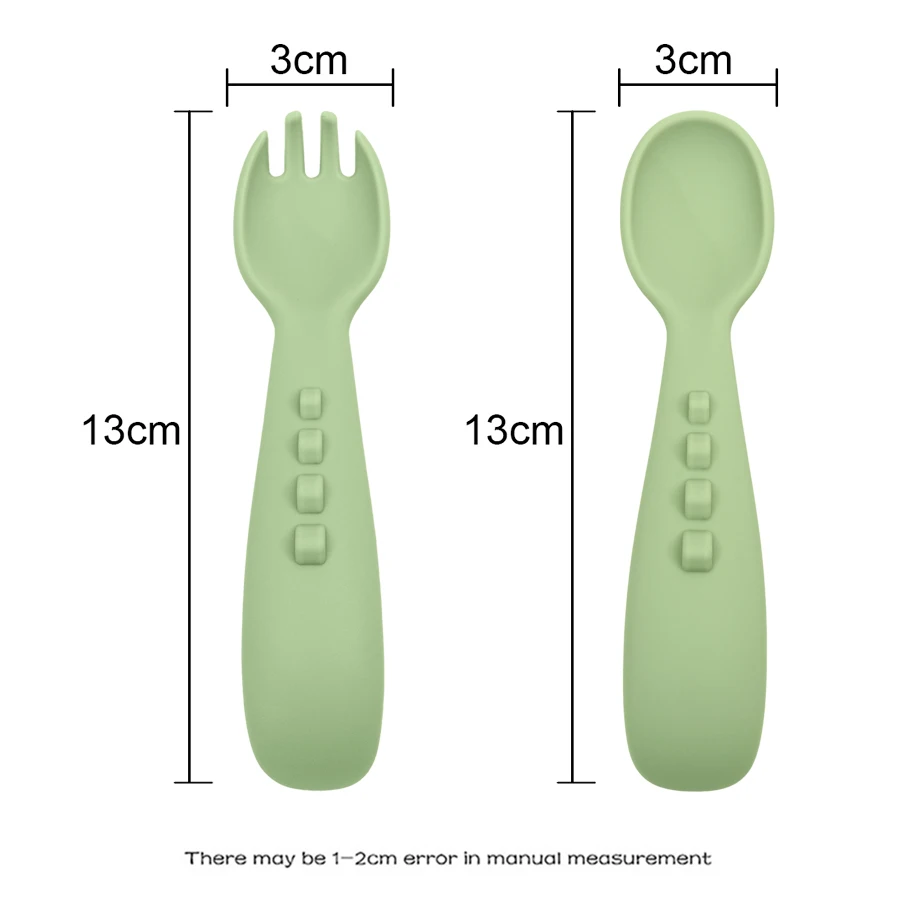 2PCS Silicone Baby Spoons Fork For Baby Cutlery Set Newborn Learn To Eat Training Feeding Spork Tableware Baby Items 3