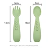 2PCS Silicone Baby Spoons Fork For Baby Cutlery Set Newborn Learn To Eat Training Feeding Spork Tableware Baby Items 3