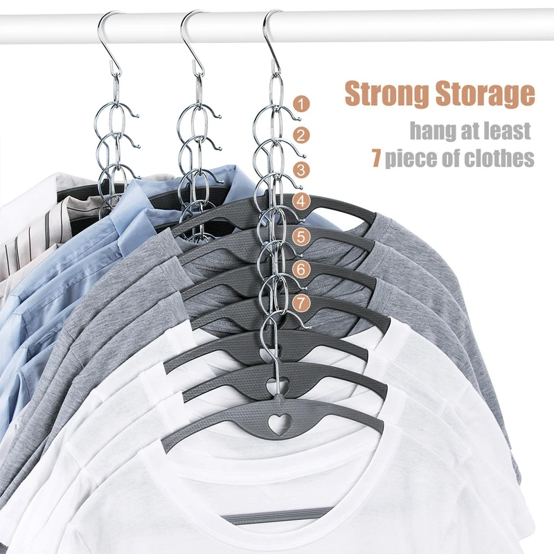7 Hanging Hole Wardrobe Multi-port Support Circle Clothes Chain Hooks Clothing Drying Rack Hangers Home Storage 2