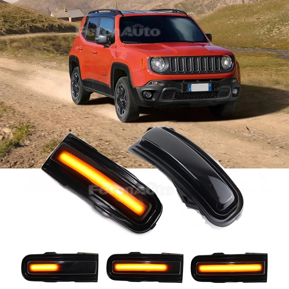 Indicatori Di Direzione Sequenziali Ambra Per Jeep Renegade 2015-2022 - Striscia LED Per Specchietto Retrovisore, Lenti Fumé, IP67