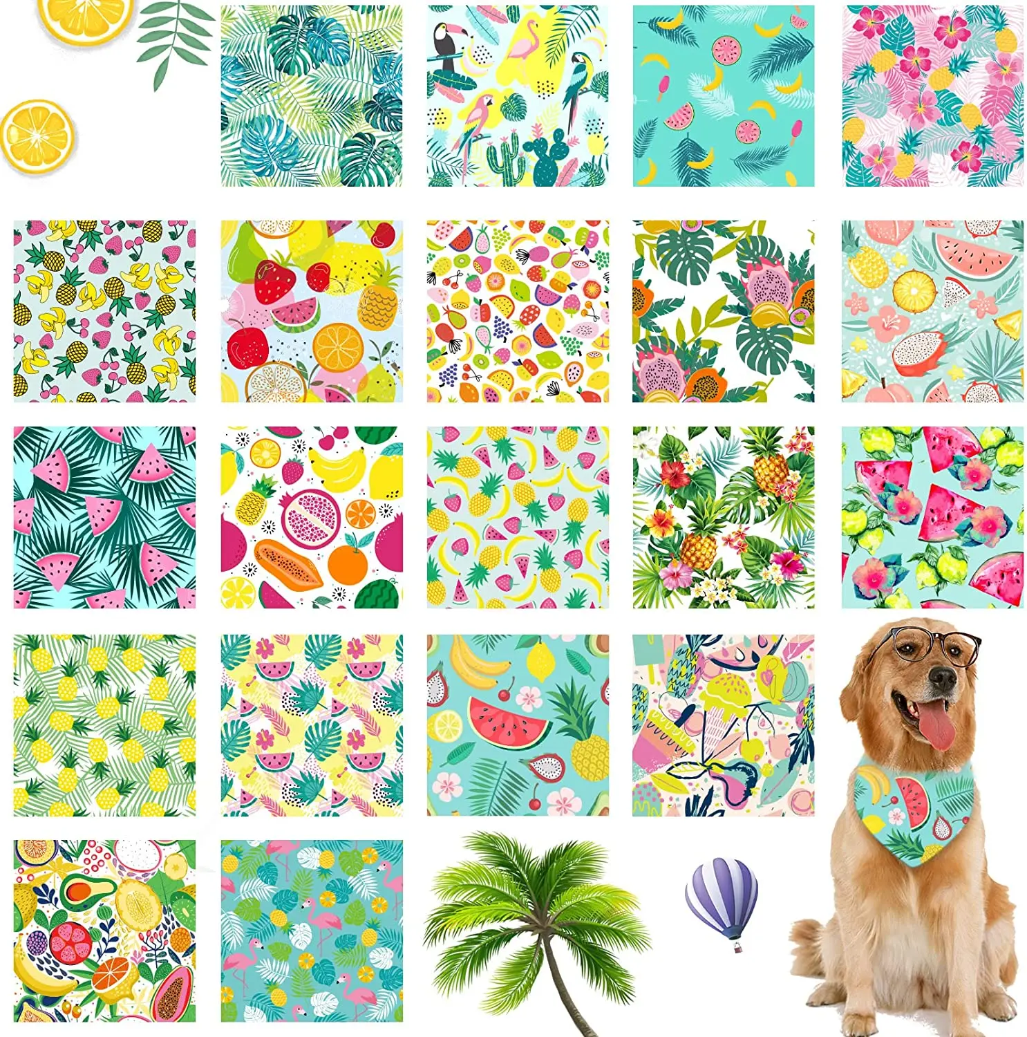 10PacksDogBandanaHawaiiDogTriangleScarfsDogBeachBandanaFruit