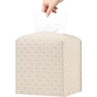 PU Leather Square Tissue Box Four-Color Weaving Pattern Large-Capacity Drawer Box Home Storage Supplies Foldable Kitchen Tools 1
