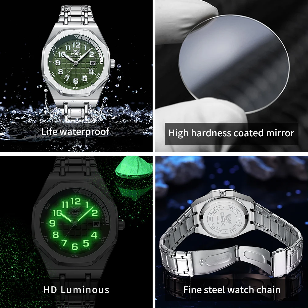 OPK brand watch waterproof quartz watch steel strip men's watch 8158 4