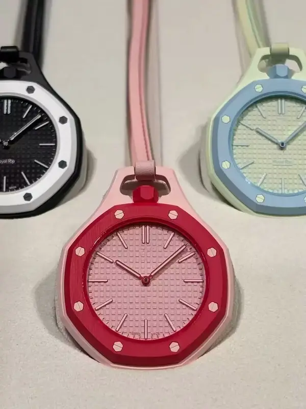 New Pocket Watch Pendant Men's and Women's Colored Candy Octagonal Quartz Movement Leather Lanyard Casual Fashion Style Gift - Image 9