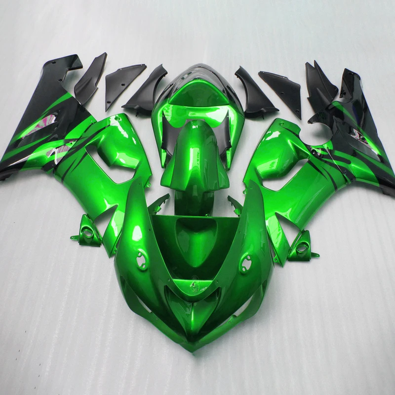 Kit de carenagem personalizado como você precisa, para kawasaki ninja zx6r 2005, 2006, zx 6r 636, 05, 06, peças verdes 1