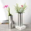 9x28Hcm SUS304 Stainless Steel Vase Decorative Centerpiece For Home or Wedding (Silver) 6