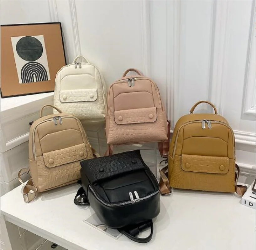 

Hot Sale Korean Fashion Alligator Pattern Leather Backpack Women Large Capacity Shoulder Bags Totes Casual Travel Backpacks