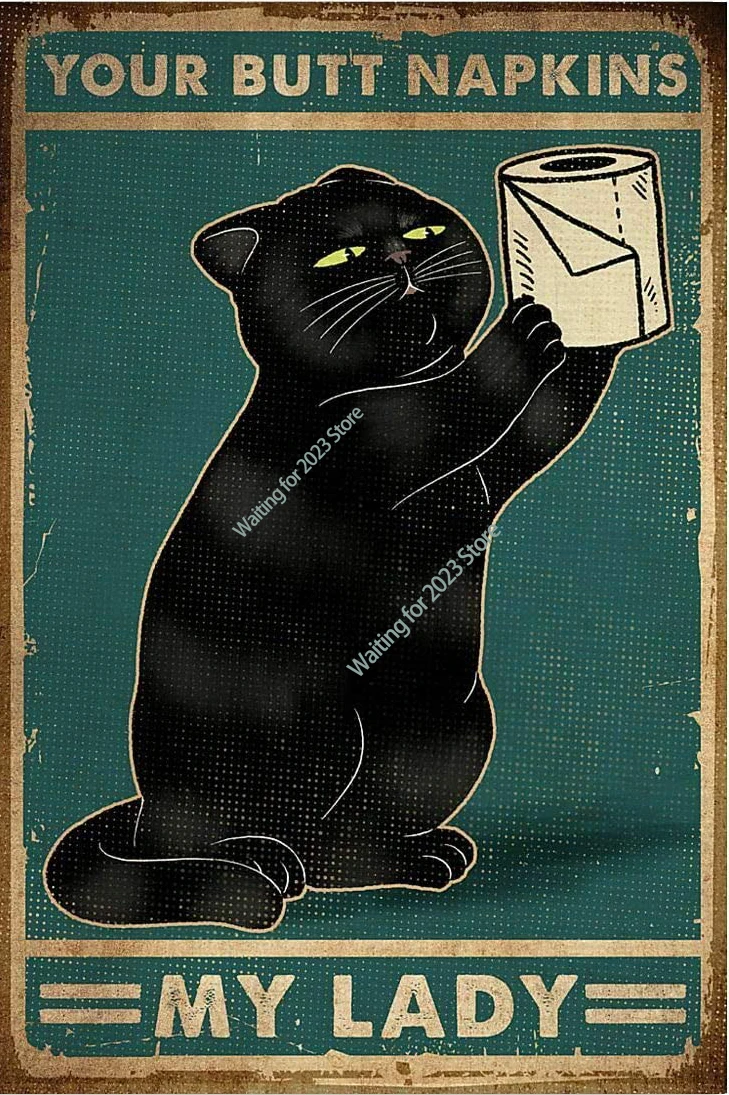 

Милый Кот, забавный девиз 30*20 см, Оловянная табличка для кофе, паба, бара, клуба, украшение для туалета, домашний винтажный настенный постер