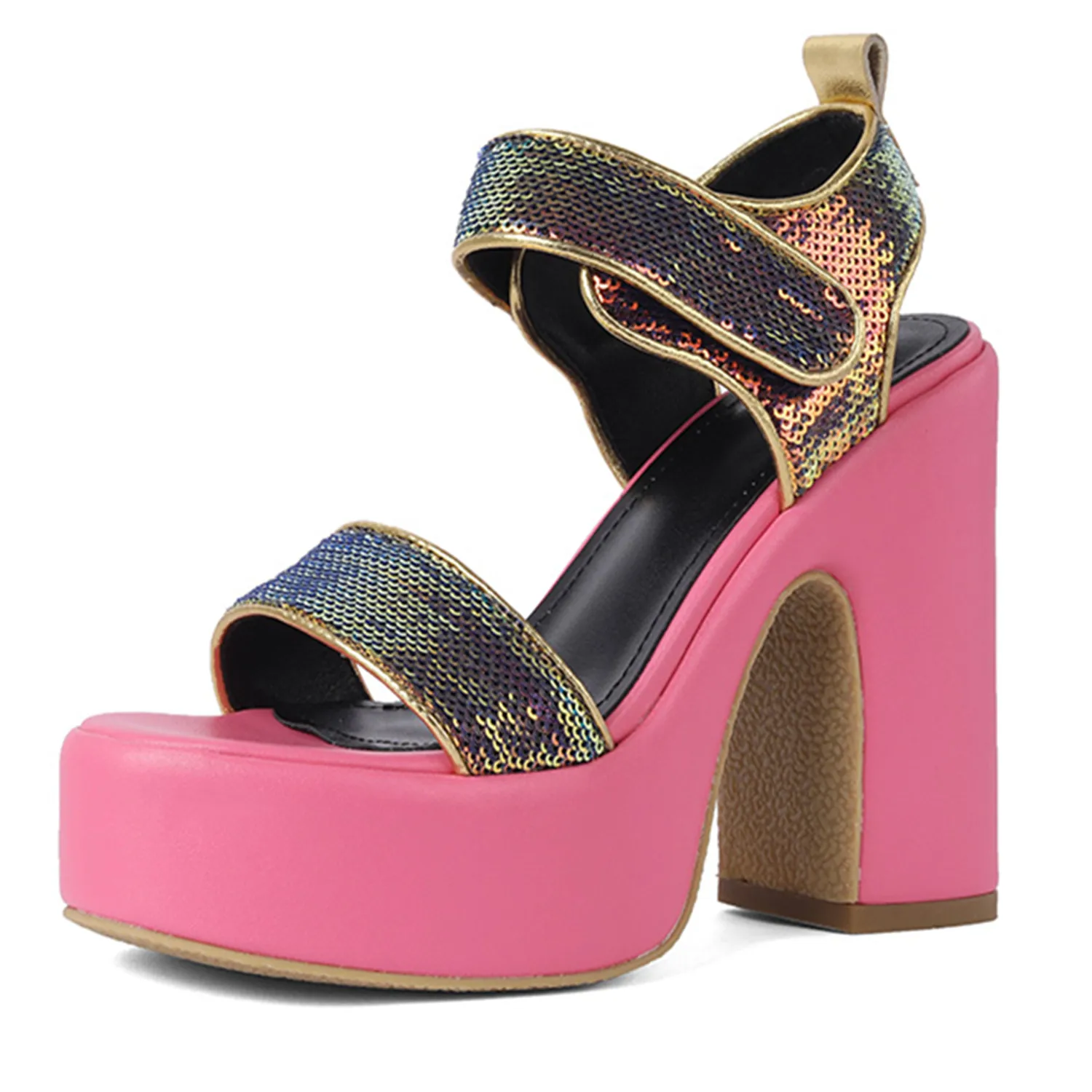 

Женские босоножки на платформе ENMAYER, модные сандалии из натуральной кожи с блестками, летняя Свадебная обувь с ремешком на щиколотке на высоком каблуке для выпускного вечера