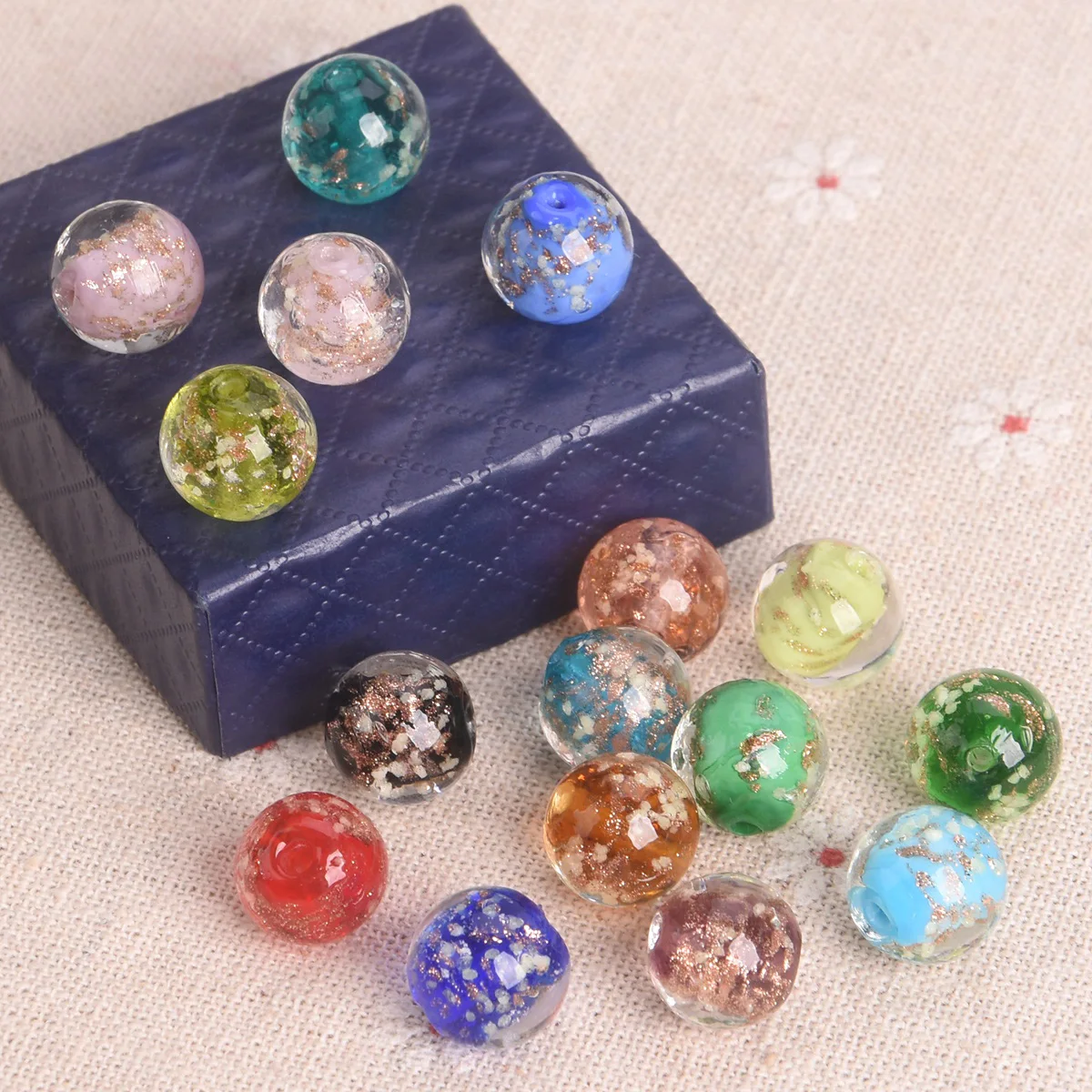 Glass Beads 10pcs 6mm-14mm Handmade Luminous Lampwork for Jewelry Making DIY Crafts