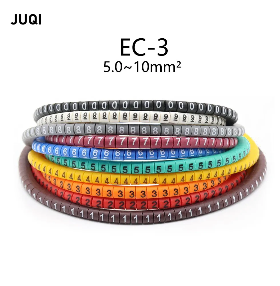 500pcs EC-3 color digital number pipeline tube wire network casing line marking code label 0-9 10 colors in total |