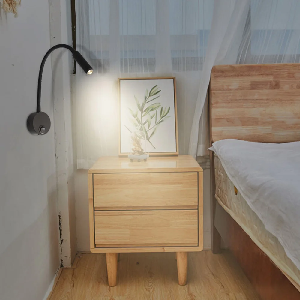 LED light LED wall lamp wall light LED reading light LED flexible hose wall lamp 3W book reading study bedside light hotel headboard flexible gooseneck mini spotlight switch