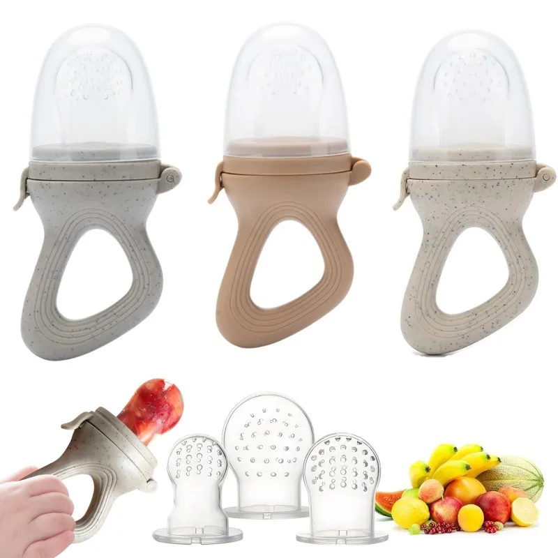 Baby Fresh Fruit Food Feeder with Lid BPA Free Silicone Baby Mesh Feeders for Infant Fruit Pacifier Nibbler Toddler Teething Toy