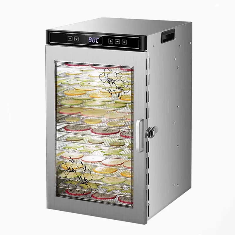 16 Layer Food Dehydrator Dried Fruit Machine Double Fan Visualizati 304 Stainless Steel Intelligent Touch Household Commercial