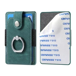 Universal PU Leather Phone Wallet Case with Card Slot and Ring Stand Attachment (Green)