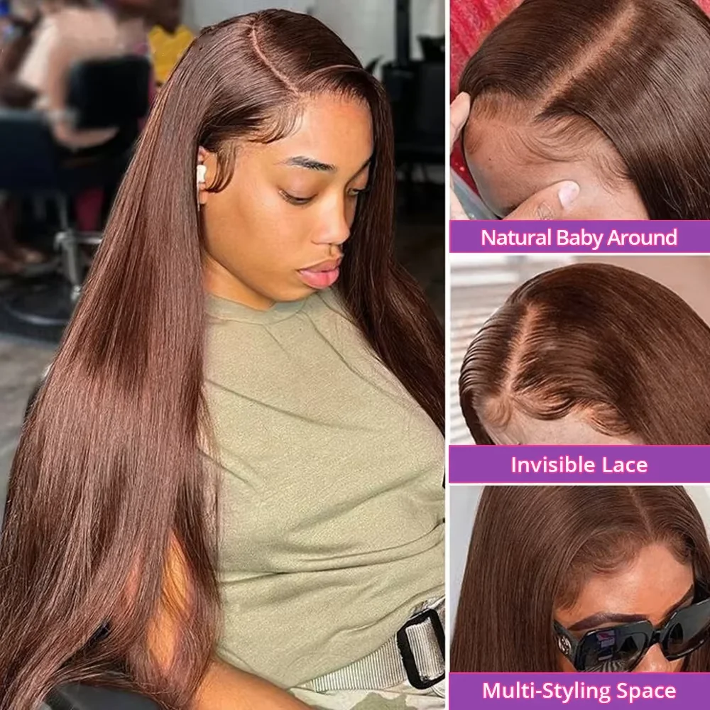 13x6 Lace Frontal Wig Brazilian Dark Brown Human Hair Wigs For Women Chocolate Brown Long Straight Lace Front Wig Human Hair Wig