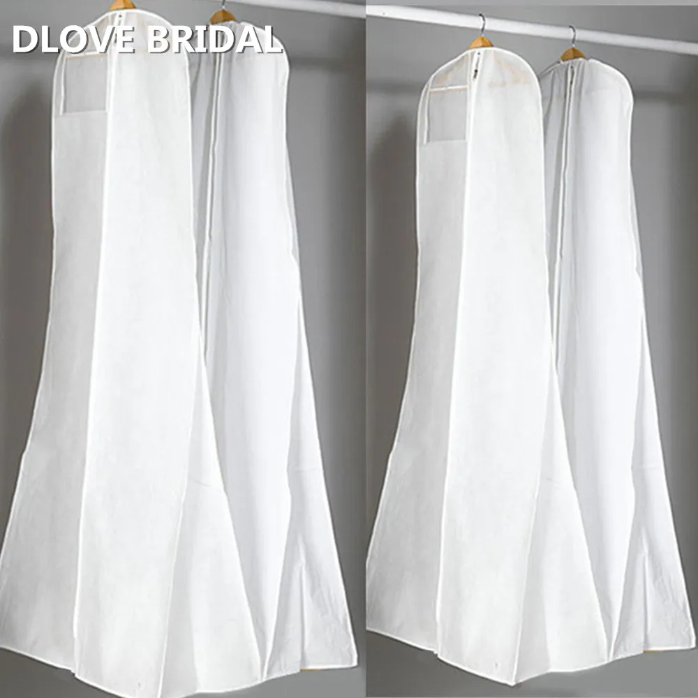 Wedding Dress Dust Cover Zipper Gown Dustproof Cover Storage Bag Foldable Garment Clothes Case Protector Black White Long Bags