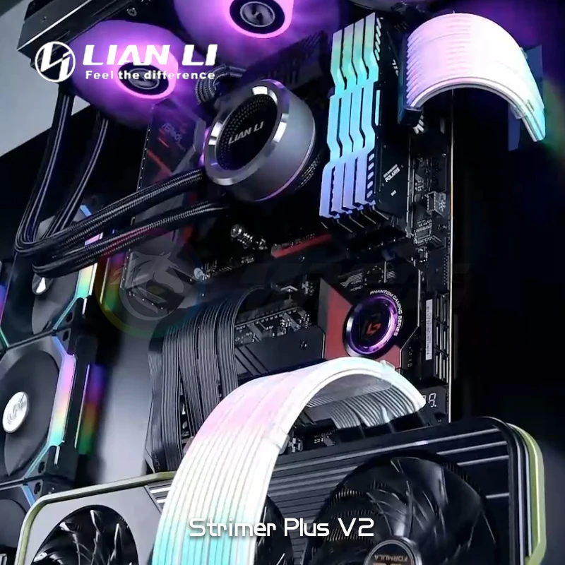 Lian li Strimer v2 Rgb Psu Cabo de Extensão Atx 24pin Gpu Dual Triplo 8pin Gabinete pc Alimentação Modding Cabo Neon Oficial - Imagem 2