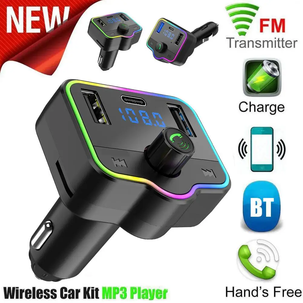 Car Bluetooth FM Transmitter Adapter 2USB MP3 Audio Fast Modulator Charger Receiver Handsfree Player Bluetooth 5.0
