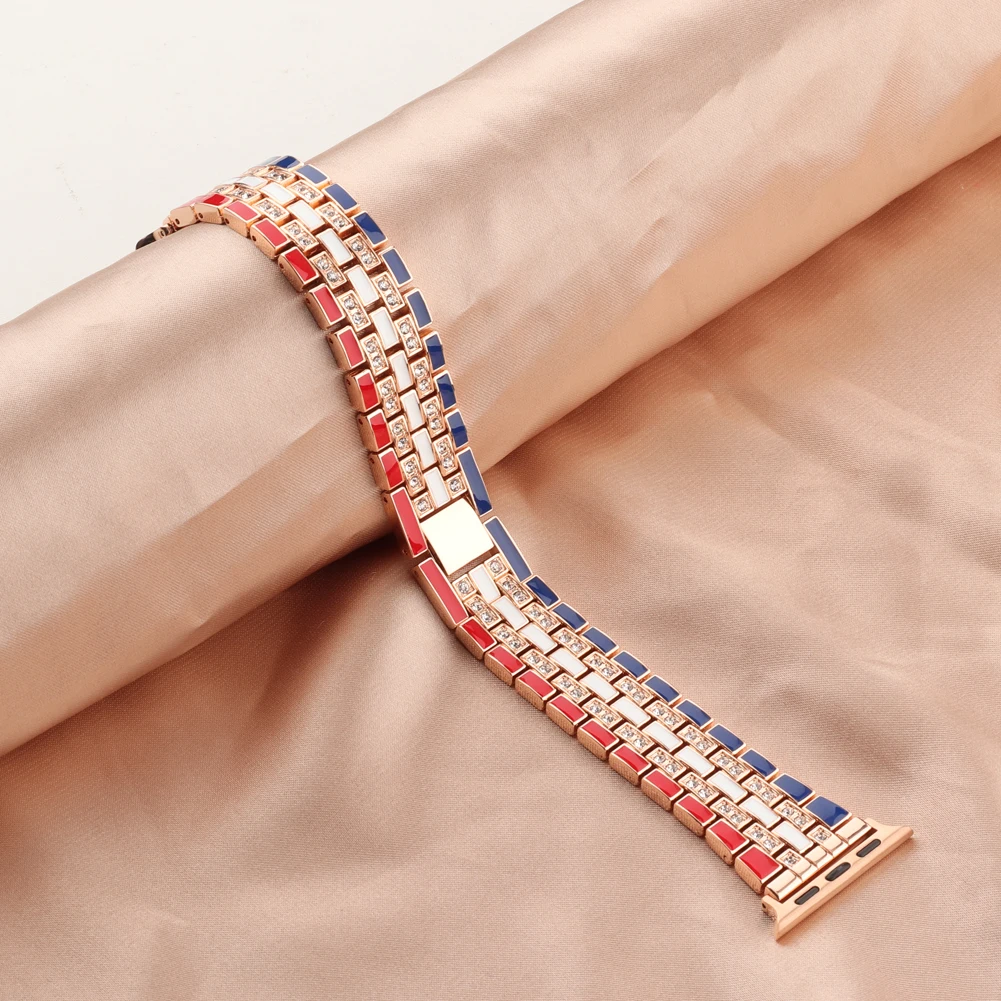 Metal＋Diamond Strap For Apple Watch UItra 49mm 8 7 45mm 41mm Stainless Steel Bracelet Band For iWatch 6 5 4 3 SE 44mm 42mm 40mm