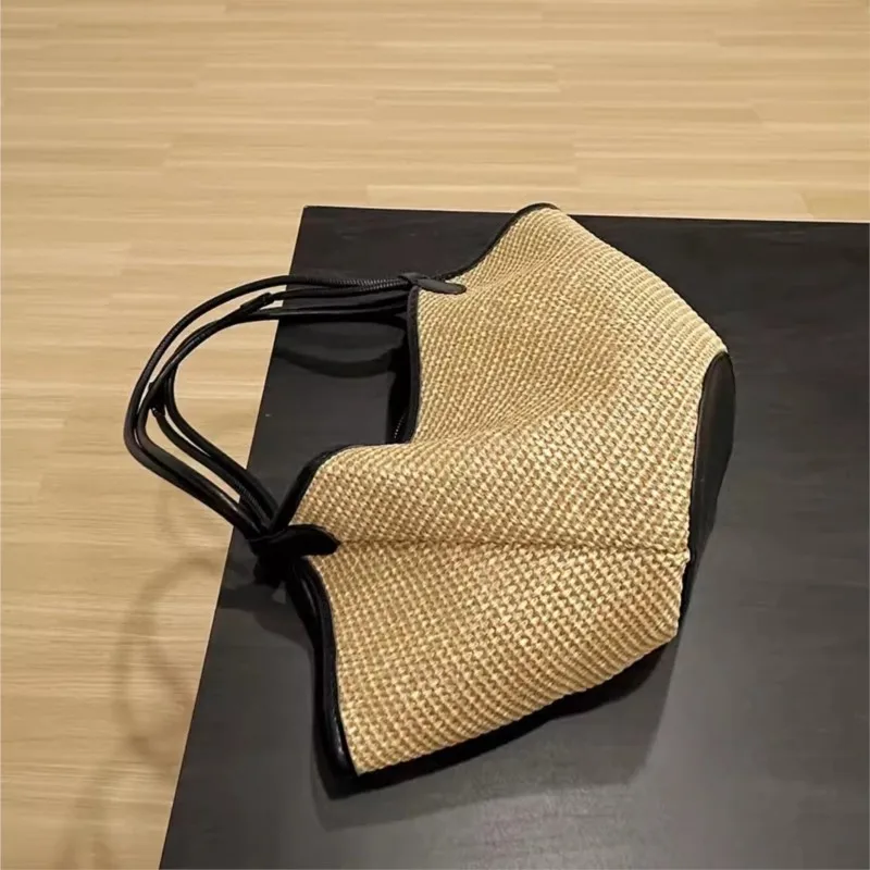 Summer Straw Woven Tote Bag Women Large Capacity Vacation Beach Seaside Bag Ladies Deformed Pleated Casual Versatile Handbag New