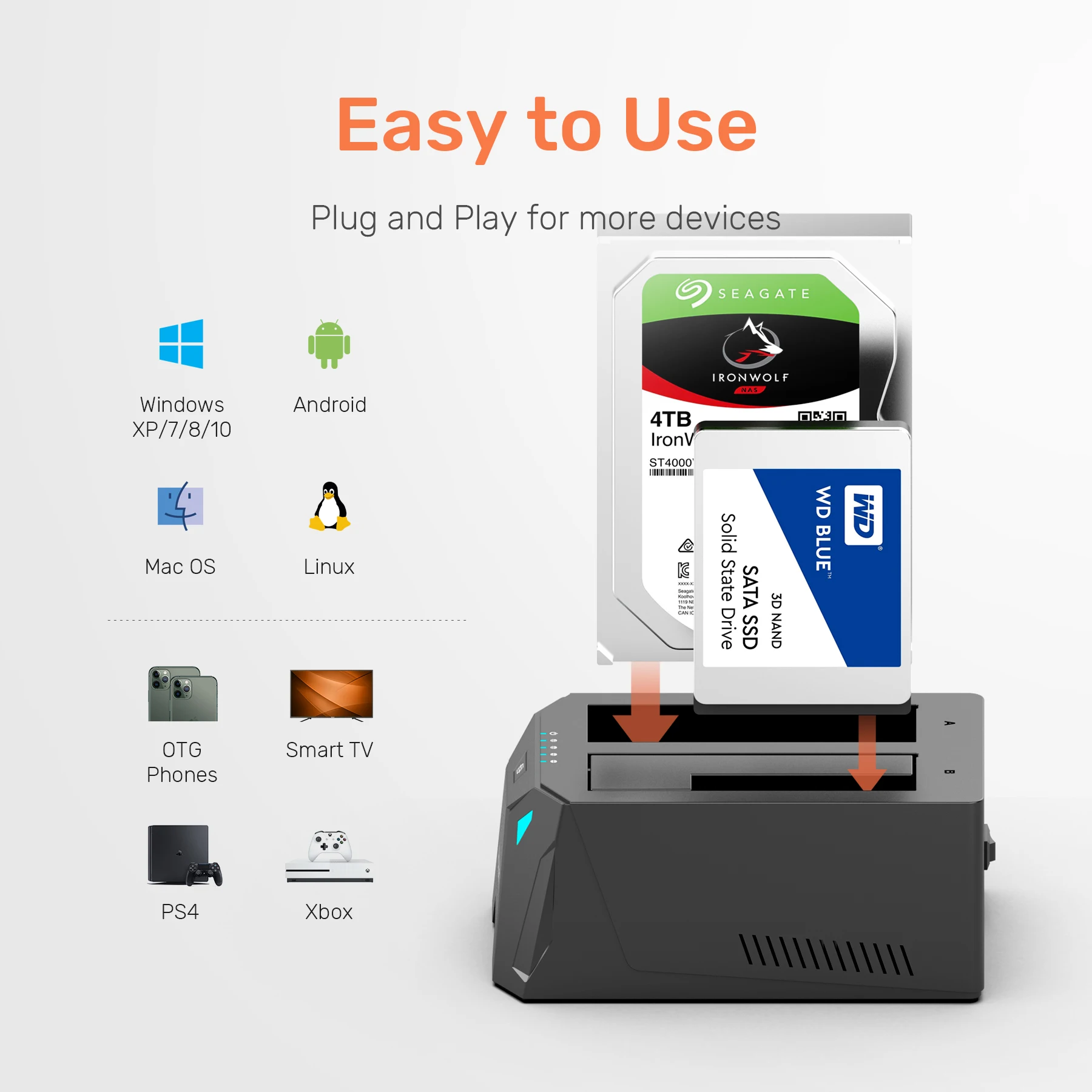 Alxum ϵ ũ ŷ ̼ SSD ̽,  HDD Ŭ, SATA USB 3.0,  , 2.5 ġ, 3.5 ġ ϵ ̺ ڽ, PC ƮϿ