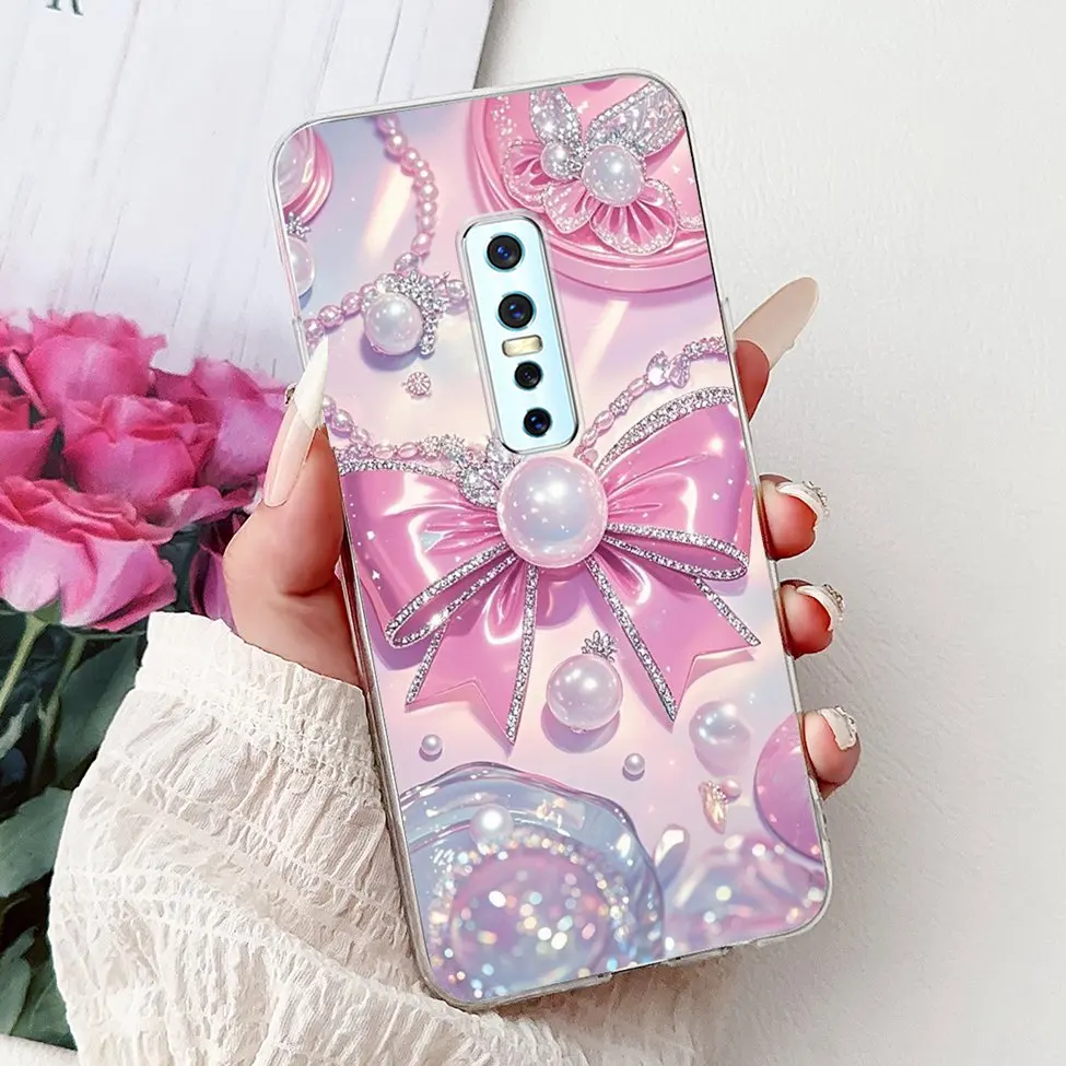 Clear Luxury Fashion Flowers Cat Design Soft Back Phone Case