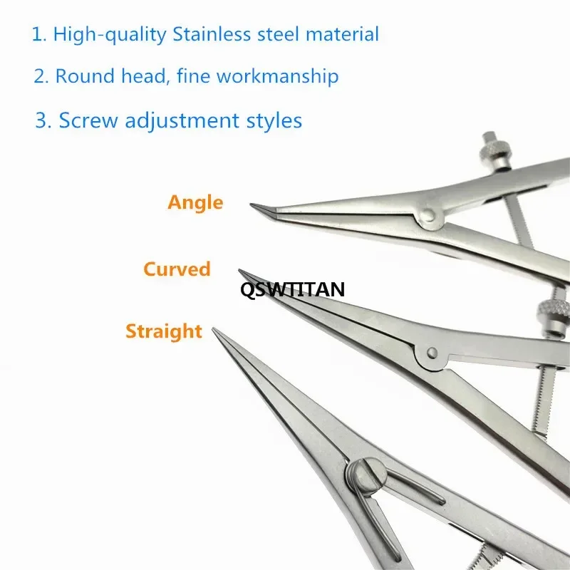 Castroviejo Caliper Screw Adjustment Ophthalmic Eye Instrument Caliper straight/ curved/ angle tip Surgical Instruments 20mm