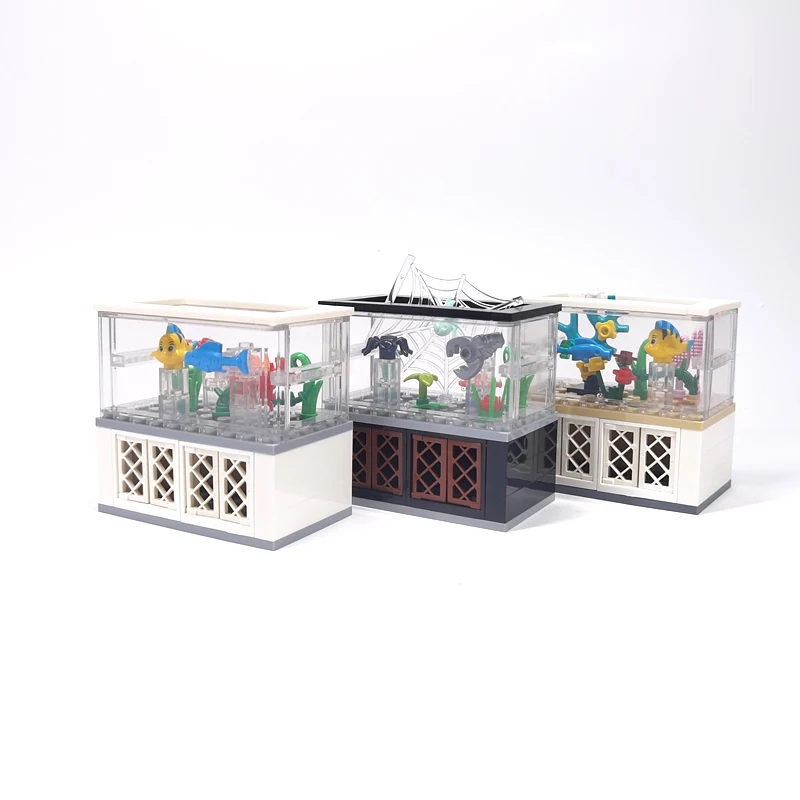 MOC kleines Aquariummodell, kleine Partikel Baustein Aquarium Dekoration Ornament, simulierte Reptilienanzeige Ornament – Detail 19