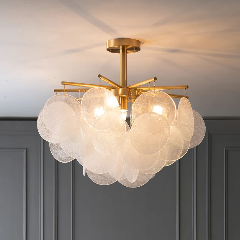 

2024 LED Chandelier Diamond Glasses Lustre Frosted Glass Hanging Lamps Luxury Living Bedroom Pendant Lighting Fixtures