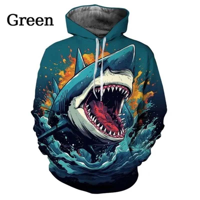 thumbnail image 1 of Sudadera con capucha con estampado 3D de tiburón, sudadera informal divertida con animales para hombres y niños, sudaderas holgadas de gran tamaño con gráficos, ropa de calle, 1 of 5