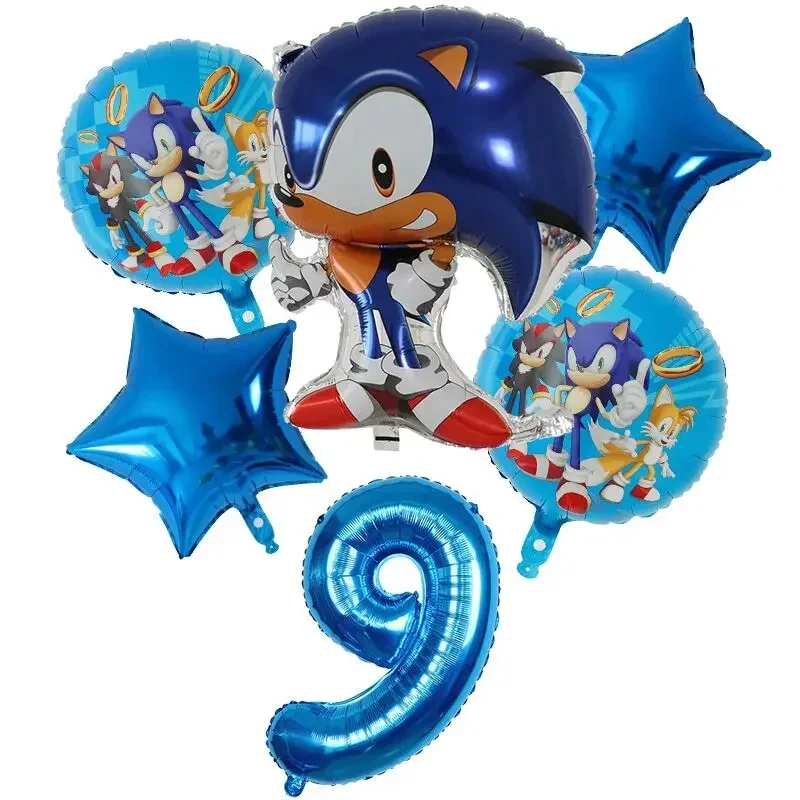 thumbnail image 1 of Juego de 179 globos de látex rojos, azules y dorados con temática de Sonic para cumpleaños de niños, decoraciones para fiestas, suministros para baby shower, 1 of 5