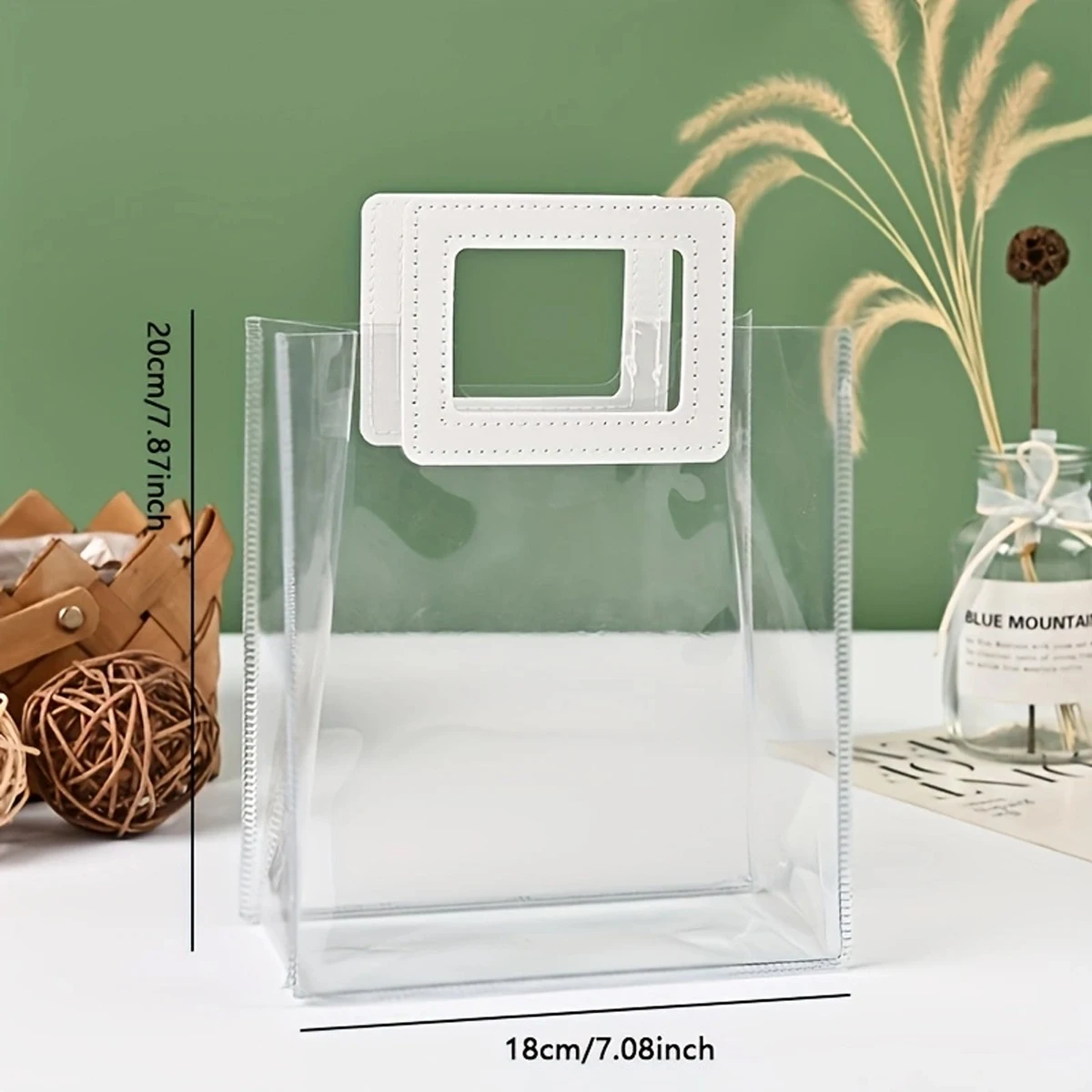 1/5pcs-Plastic Transparent Handbag Women Fashion Shopping Bags Party Bags Retail Bags Wedding Candy Pakcaging Box