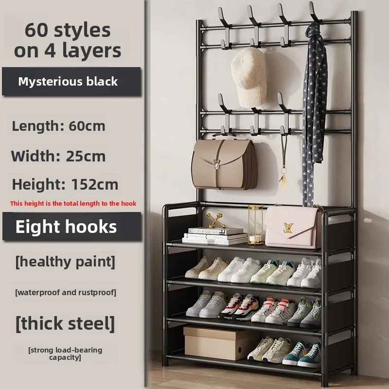 מדף נעליים וכובעים מונח על הדלת - הרכבה פשוטה, ארון אחסון משולב רב תכליתי לשימוש בבית