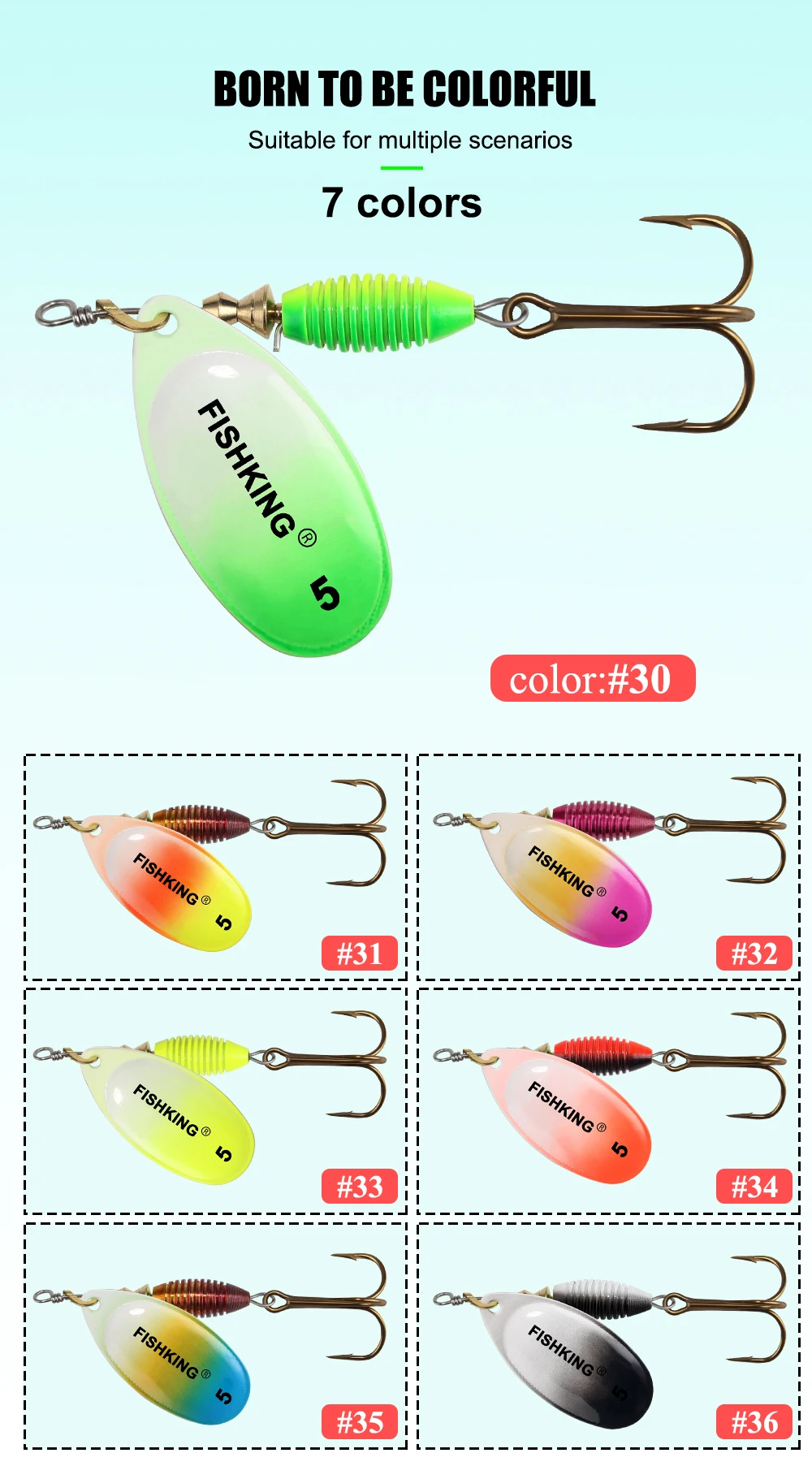 FTK Spinner Köder Angeln Locken 4g 4,8g 7g 10g 14g Metall Harte Künstliche Köder Angeln lockt Mit Drillinge Tackle Für Hecht Bass – Detail 9