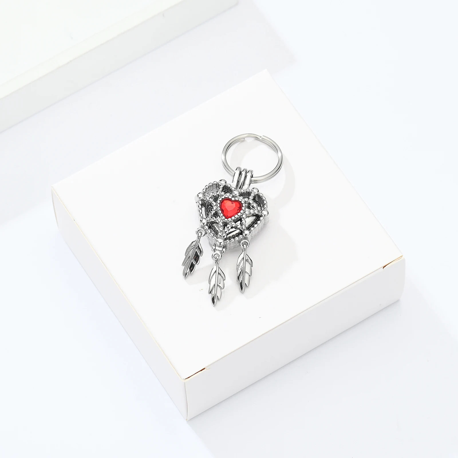 Heart Dream Catacher Key Chain Cremation Jewelry Stainless Steel Urns for Human/Pet Ashes Keepsake Memorial Women Customized