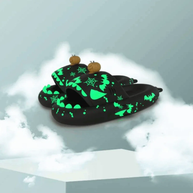 Christmas Hat Night Light Shark Slippers Women Luminous Sandal Couple Home Non-slip Creative Slides Men Outside Flip Flops 5