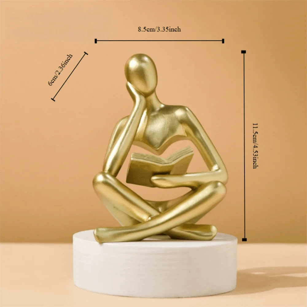 Black Abstract Thinker Statue - Modern Art Deco Resin Figurine for Home and Office Decor