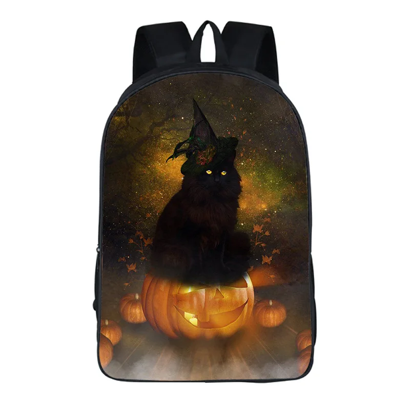 Goth Cat Backpack Women Creative Polyester Comfortable Burden Reduction Primary School Schoolbag Mochila Feminina Bagpack Plecak