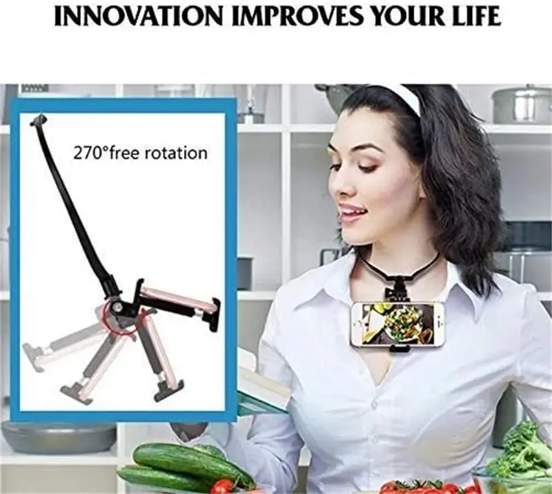 Hands Free Wearable Neck Holder Lazy Phone Stand Universal Hanging Mount For Mobile Phone GoPro 13/12 DJI Dock Station Bracket