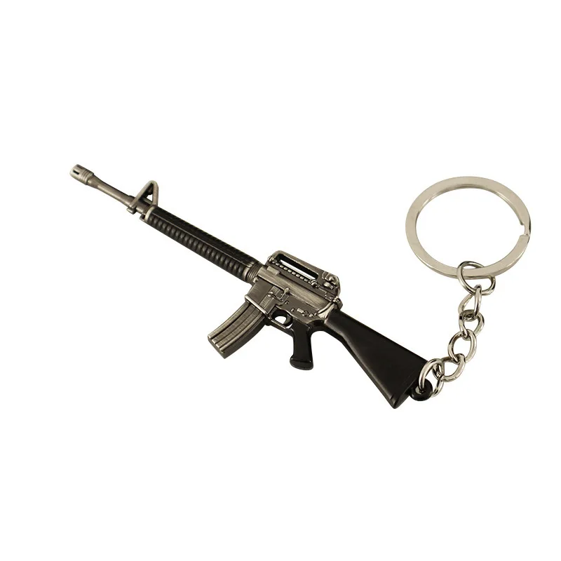 미니 건 모델 키 체인, M16A4 모델 주얼리 무기 금속 펜던트 키 체인 Chaveiro 가방, 자동차 키 홀더, 어린이 남성 선물, 9cm