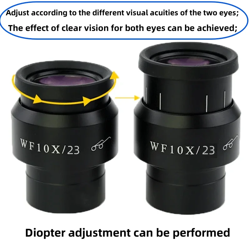 Stereo microscope WF10X23 has large view with a graduated measuring eyepiece. interface of the microscope eyepiece is 30MM