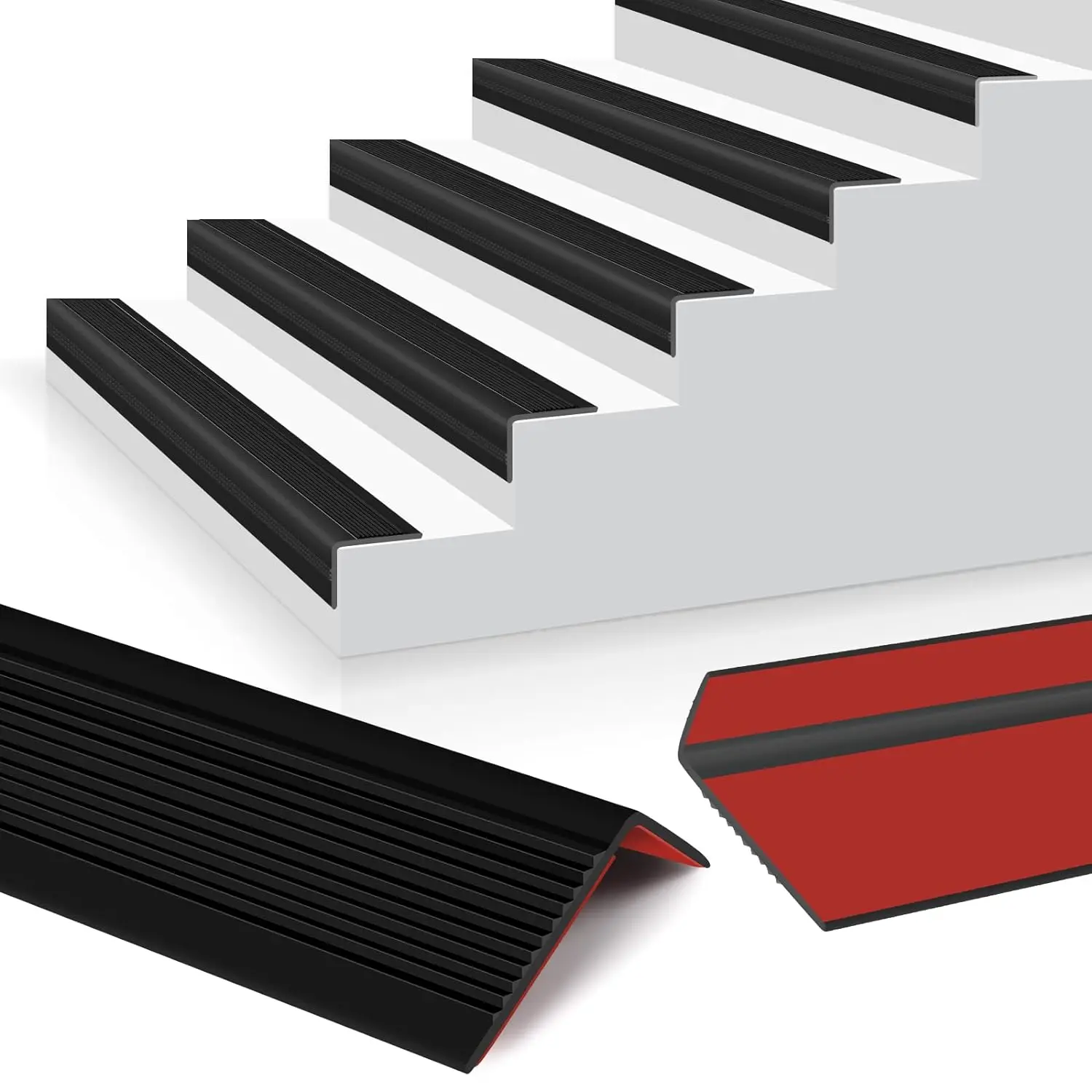 Stair Nosing vinyl stair nosing 1 piece L-Shaped Vinyl Rubber Nosing Non-Slip Self-Adhesive Edge Protector