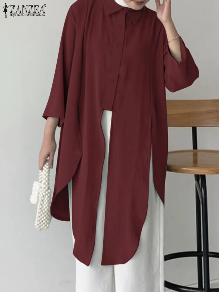 

Женская Асимметричная блузка с отложным воротником и рукавом 3/4