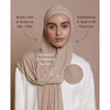 New Bamboo Hijab Scarf  Elastic Breathable Thread Knitted Scarf Women's Solid Color Soft Striped Headscarf Pit Stripes Bandana 1