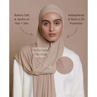 New Bamboo Hijab Scarf  Elastic Breathable Thread Knitted Scarf Women's Solid Color Soft Striped Headscarf Pit Stripes Bandana 1