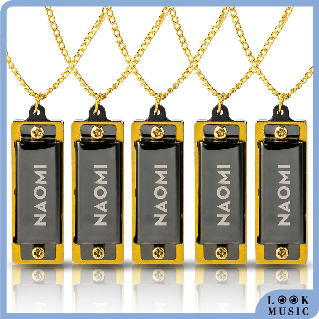 

NAOMI Lady Necklace Harmonica Keychain 4 Holes Harmonica Keyring C Major 8 Tones Folk Harmonica Mini Harmonica W/Chain Gift