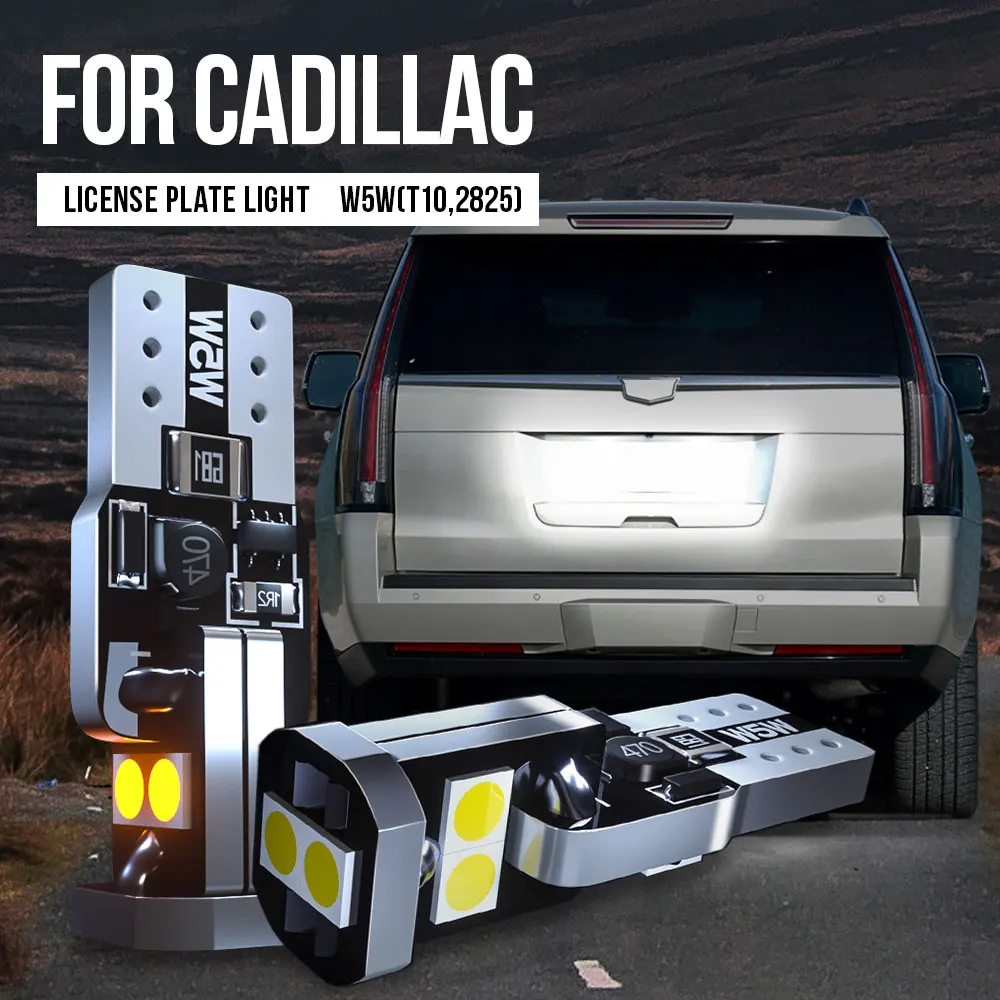 

2pcs W5W T10 2825 LED License Plate Light Lamp Canbus Error Free For Cadillac Escalade Seville CTS XLR SRX STS DTS ATS ELR XTS